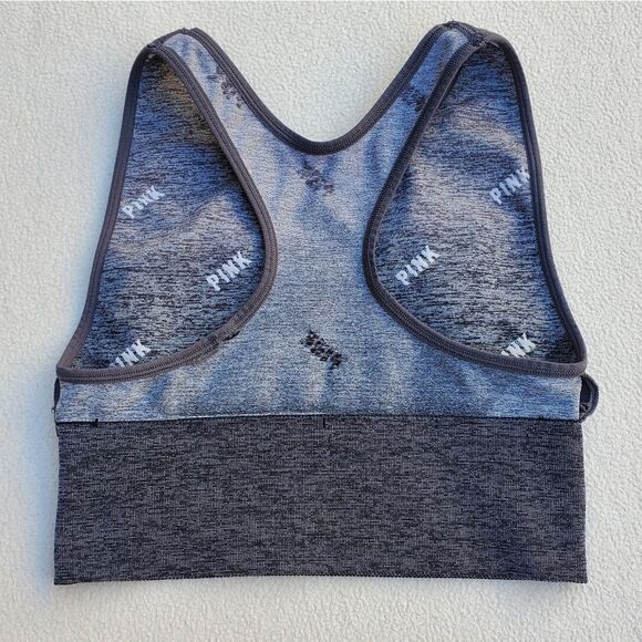 PINK Victoria's Secret Active Seamless Gray and Black Sports Bra - Picture 7 of 10